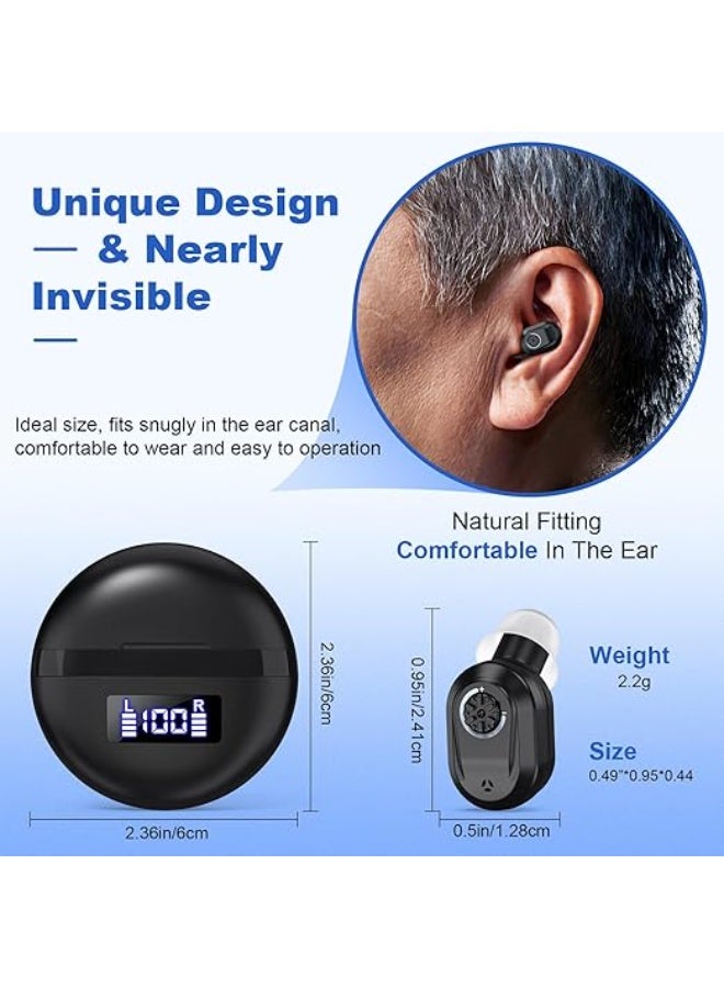 Hearing Aids, Invisible Magnetic Assistive Listening Devices, Contact Charging Box with LED Power Display (Black) - Image 3